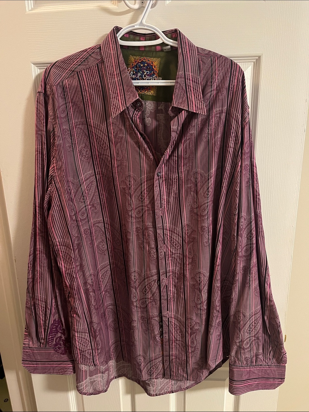 Robert Graham Men's Purple Striped Button-Down Shirt